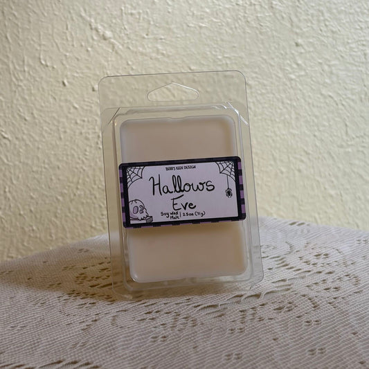 Hallows eve wax melt on a lace tablecloth