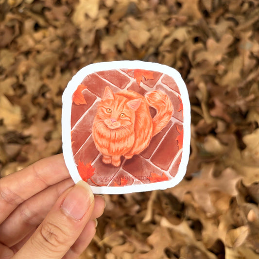 Cat in fall sticker