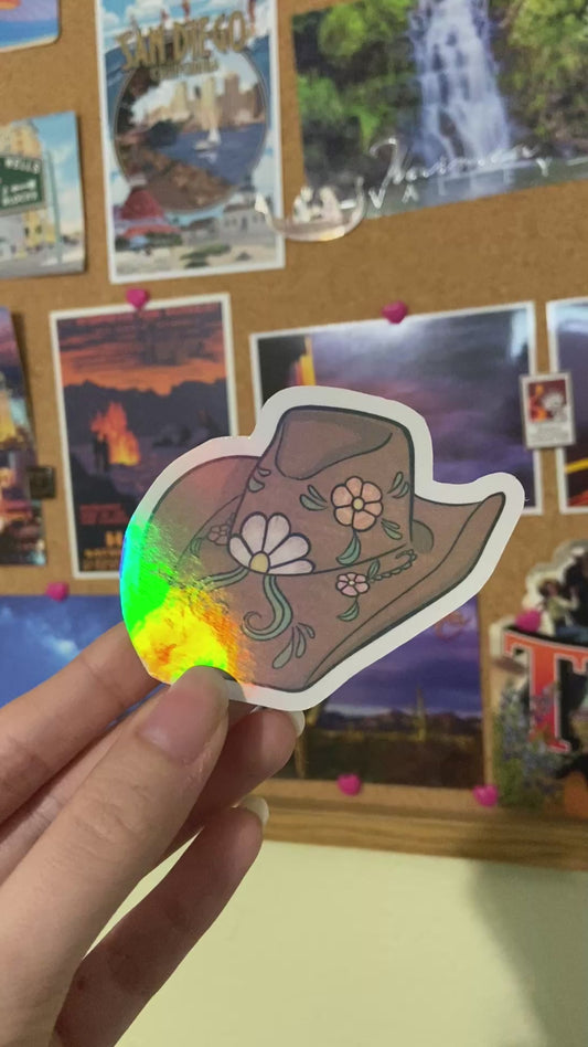 Floral Leather Cowgirl Sticker